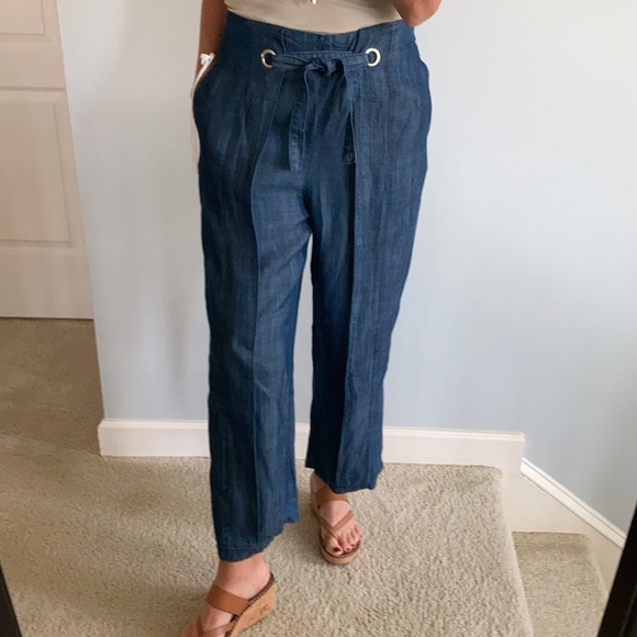 Wide Leg Chambray Denim Pants - Picture 2 of 12